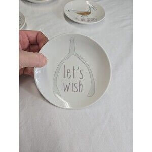 Kellie Montana 5" Stoneware Plate‎ Thankgiving Trinket Dish Let's Wish Wishbone
